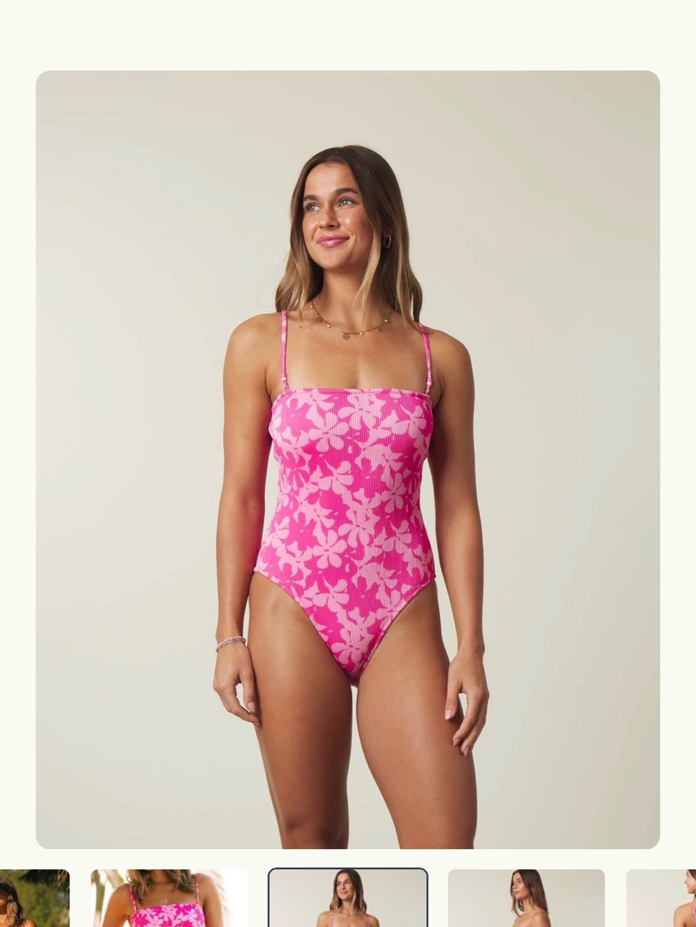 Pink Floral Square-Neck Honey Swim One-Piece Swimsuit